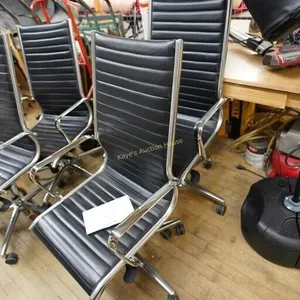 2-leather and metal base office chairs