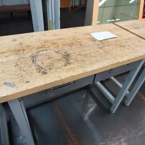 wood-top metal 2-drawer table