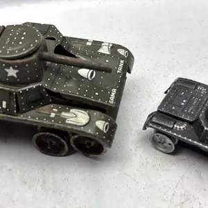 Vintage Tin Toy Tank lot of 2 Game Germany Wind up