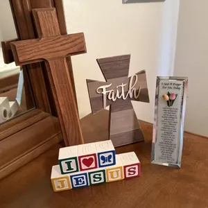 Religious lot, crosses, I Love Jesus blocks, I