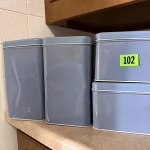 Vintage blue canisters, 4 piece set
