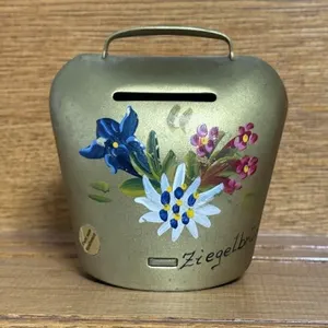 Handpainted Swiss cowbell bank