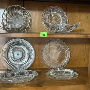 Assorted glassware, pickle, relish, candy dishes,