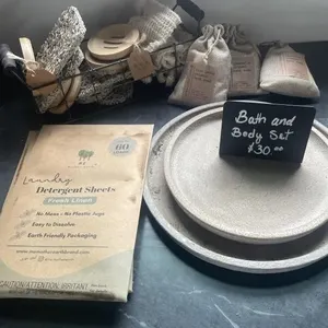 Bath soak, detergent seat, ceramic plates, soap