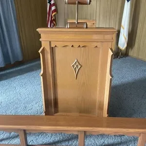 Church podium with light