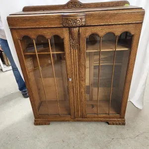 1930s 1/4 Oak Bookcase, with key - refinished