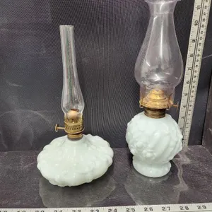 Fostoria Glass Miniature Oil Lamps (2)