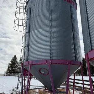 Twister 14' 2200bu 5 Ring Hopper Bottom Grain Bin w/ Crank Handle Gate Opener, Horizontal Aeration Tube, Full bin indicator, Skid * To be removed by S