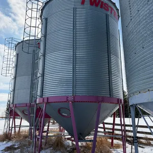 Twister 14' 2200bu 5 Ring Hopper Bottom Grain Bin w/ Crank Handle Gate Opener, Horizontal Aeration Tube, Full bin indicator, Skid * To be removed by S