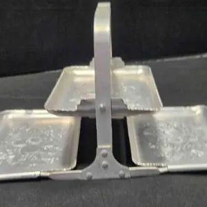 Three tier folding metal tray
