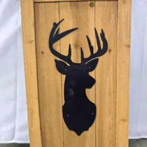 Metal Buck Deer silhouette rustic wood background