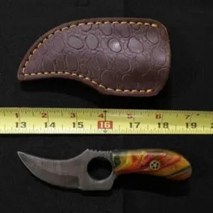 Finger Hole Skinner Knife With Sheath