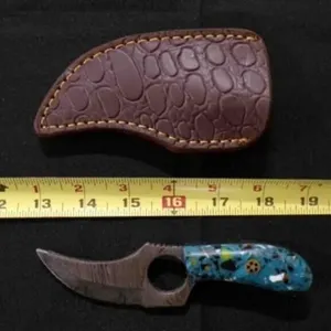 Finger Hole Skinner Knife With Sheath