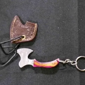 Miniature Axe Knife With Sheath & Keychain
