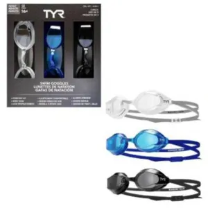 TYR Swim Goggles 3-Pack for Adults, Model 191961, Ages 16+