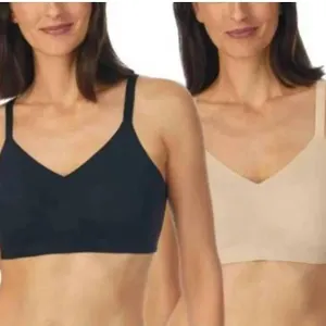 Halston 2-Pack Seamless Bra, Size L/G, Black and Beige
