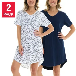Flora Nikrooz 2-Pack Sleep Dress Set in Blue and White Floral Design