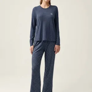 Navy Calvin Klein Long Sleeve Crew Neck Medium Pajama Set