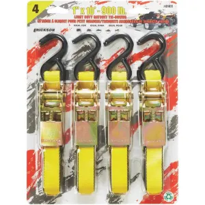 Erickson 1 in x 10 ft Ratchet Tie-Down Straps, 900 lb Capacity, Set of 4