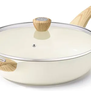 SENSARTE 12-Inch Ceramic Nonstick Deep Pan with Lid