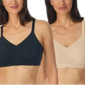 Halston 2-Pack Seamless Bra, Size L/G, Black and Nude