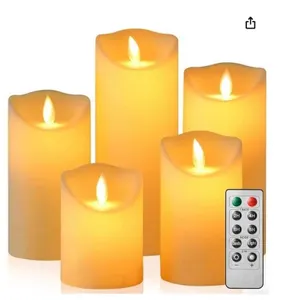 Liomus Flickering Flameless LED Candles with Remote Control 5 Pack