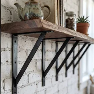 5 Black Metal Shelf Brackets, 8 x 12 Inches