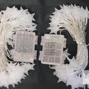 NEW  Star String Lights 50 LED, 16.4ft, Battery Operated, Warm White, 8 Modes, Indoor/Outdoor