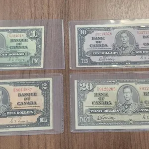1937 Bank of Canada $1, $2, $10 & $20 Banknotes
 UNRESERVED