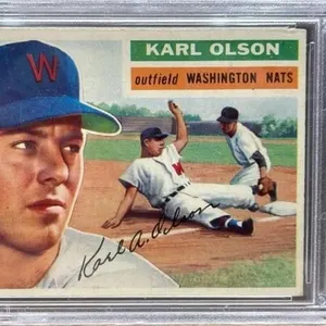 1956 Graded 7 Karl Olson TOPPS Baseball Card. *DC