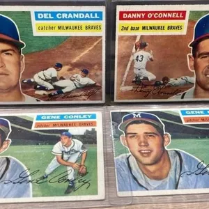 4 1950�s Milwaukee Braves Baseball Cards. *DC