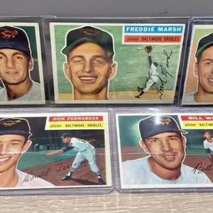 5 1950�s Baltimore Orioles Baseball Cards. *DC