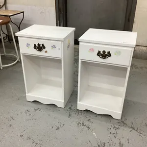 2 SMALL SIDE TABLES - ONE DRAWER EACH -PRESSED WOOD