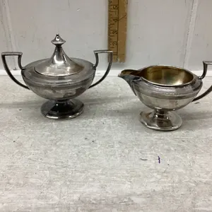 FORBES PLATE  CREAM AND SUGAR AND 9 PANE WINDOW FRAME(NO GLASS)