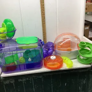 HAMSTER CAGE, WHEEL, AND ACCESSORIES