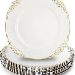 $34 Okllen 12 Pack White Charger Plates with Gold