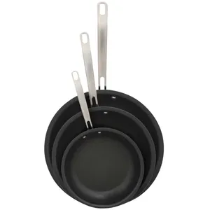 KIRKLAND SIGNATURE HARD ANODIZED SKILLETS 3-PIECE (USED, NO BOX)