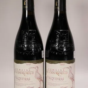 Vacqueyras/ 2010/ Domaine Le Couroulu/ Blended French Red Wine/ 750ml/ 14% ABV X 2 bottles Note: Alc