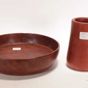 Brian McEvoy, artisan made decorative Pink Ivory turned wooden 5 1/2" high vase. Initialed by artist