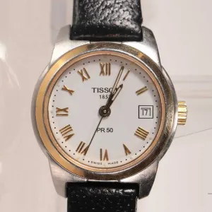 Ladies Tissot PR 50, 1853 quartz wrist watch with genuine leather strap, working at time of catalogu