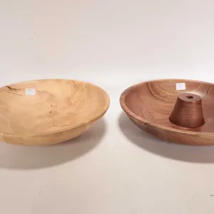 Brian McEvoy, artisan made decorative Paper Birch burl wood turned bowl, 12" X 2 3/4" in height. Sig