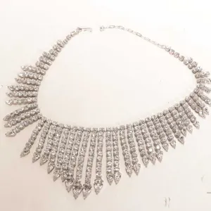 Vintage Canadian made Jay Flex Sterling, rhodium plated sterling necklace set with crystal rhineston