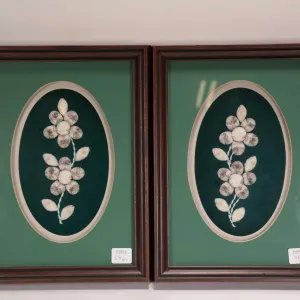 2 framed moose tuftings each 12" x 9" overall dimensions including frame