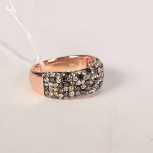 14kt rose gold band set with 1.25cts of colourless, light yellow, fancy yellow, intense yellow, ligh