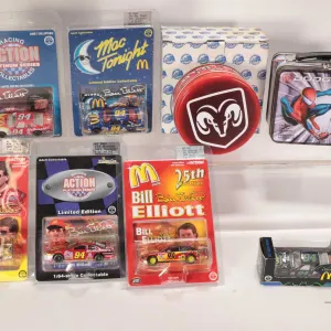 Eight limited edition 1:64th scale Action collectible Bill Elliot die cast cars including Spiderman 
