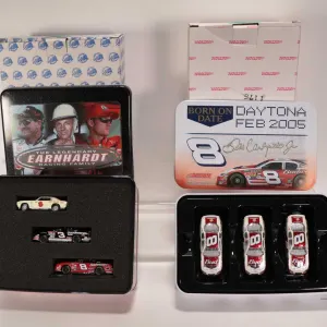 Two 1: 64th scale three car sets including The Legendary Earnhardt Racing Family and Born on Date Da