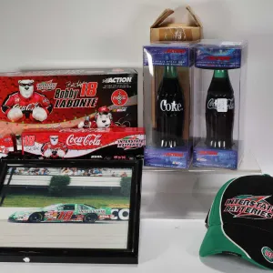 Selection of Bobby Labonte/ Tony Stewart collectibles including 1: 64 scale limited edition semi tru