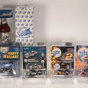 Selection of Rusty Wallace die-cast 1: 64th scale collectibles including two Harley Davidson themed 