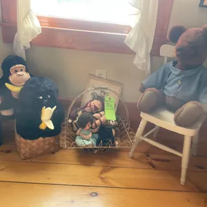 Basket, Chair, Stuffed animals