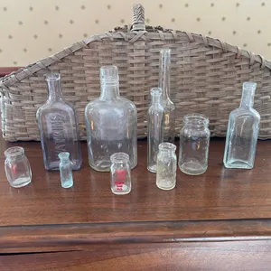 Assorted Vintage Clear Glass Bottles